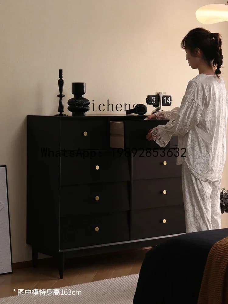 b2  Solid Wood Chest of Drawers Simple Modern Living Room Bedroom Locker Large Capacity Storage Cabinet