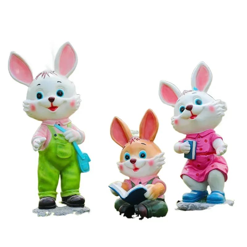 Outdoor garden courtyard cartoon rabbit fiberglass sculpture park kindergarten garden sketch decorative ornament landscape