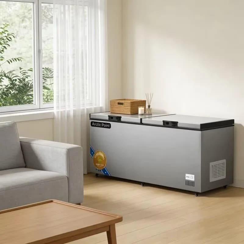 Stainless steel two-door freezer deep type double temperature commercial horizontal smart refrigerator