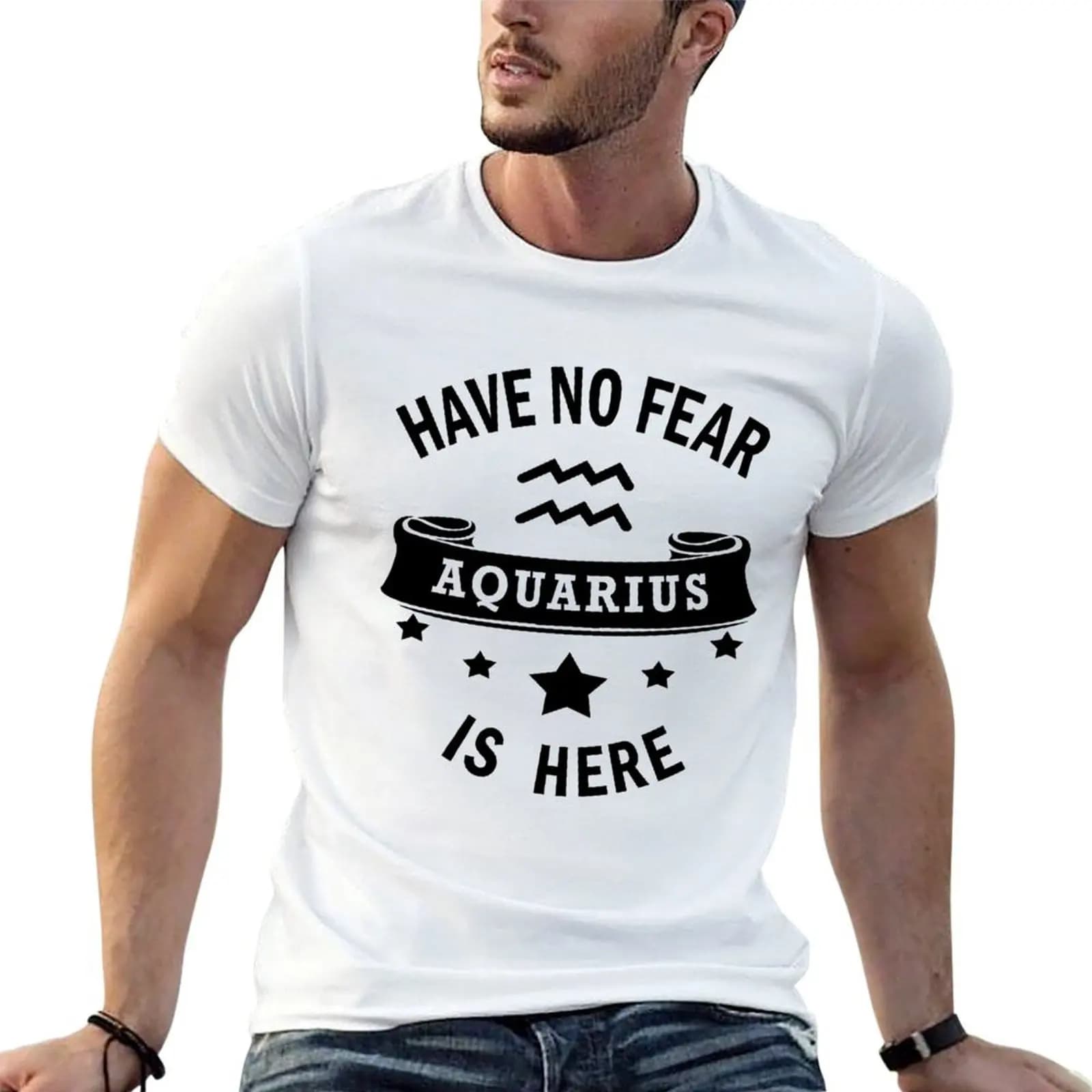 Aquarius Zodiac No Fear Cool Funny T-Shirt vintage luxury designer shirts men graphic