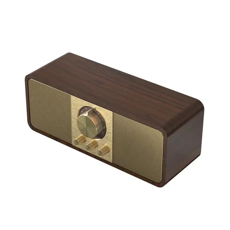 Classic wood grain retro bluetooth speaker, desktop double pull, retro radio