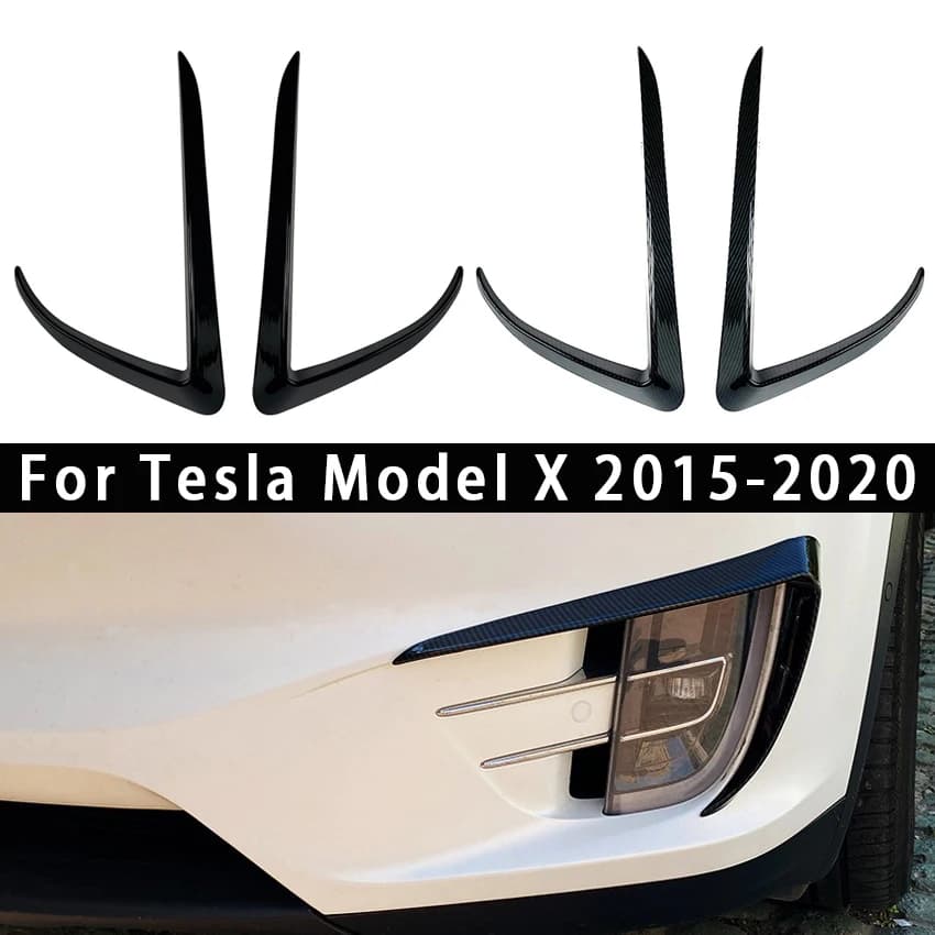 For Tesla Model X 2015-2020 Car Front Bumper Splitter Spoiler Covers Trim Fog Lights Eyebrow Wind Knife Car Exterior Accessories