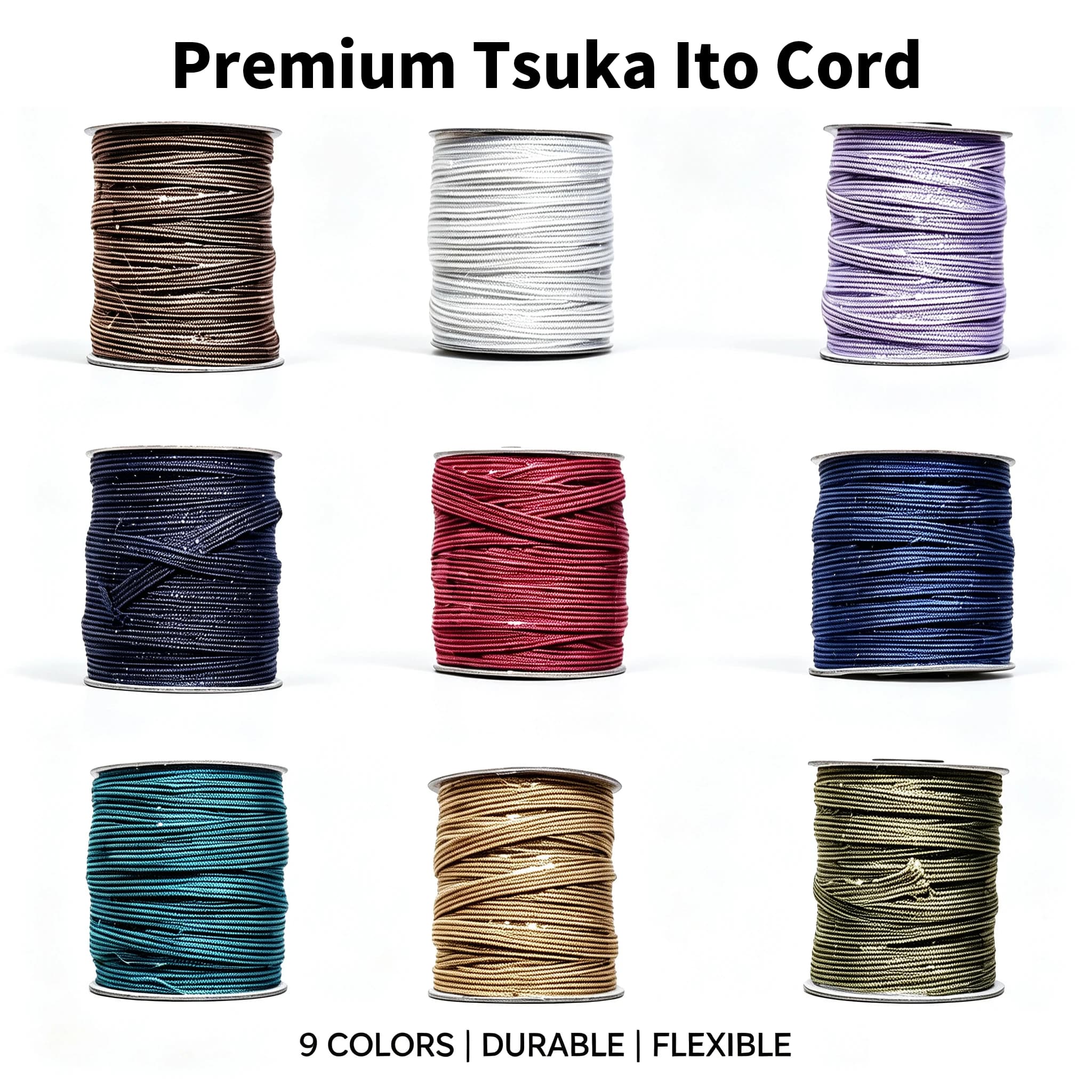 Premium Tsuka Ito Cord 30M Per Roll Synthetic Silk Tsuka Wrap Cord 9 Colors Available Replacement Handle Wrap For Katana Sword