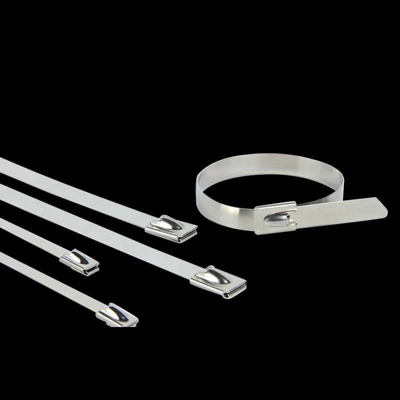 100Pcs 4.6mm 304 Stainless Steel Cable Ties  Heavy Duty Self-Locking Cable Zip Tie Multi-Purpose Metal Exhaust Wrap Locking Ties