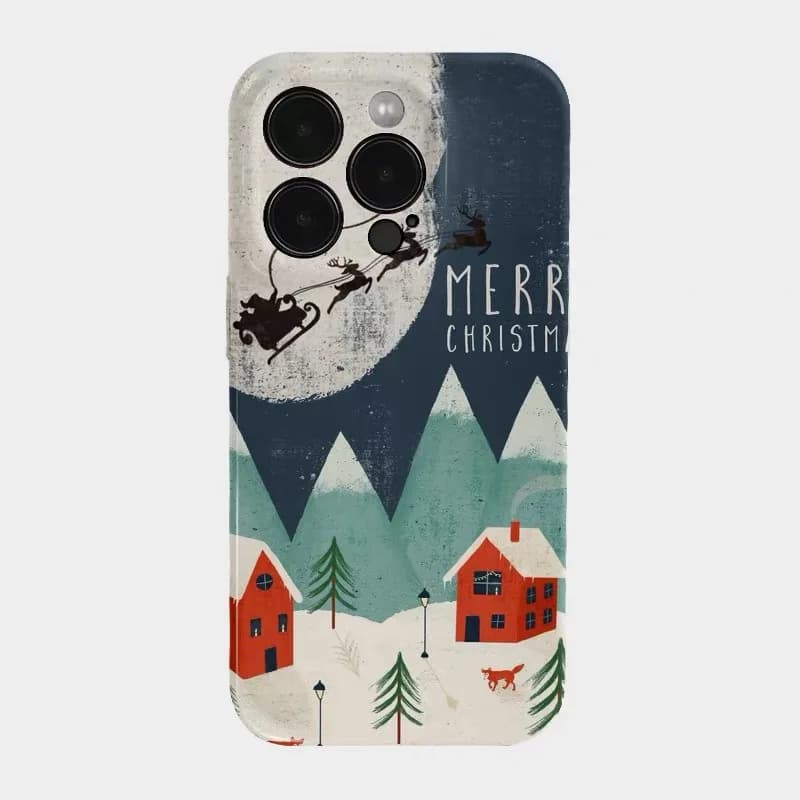 Blue Winter Fairy Tale Village Phone Case for IPHONE 17 Air 16E 15 PROMAX 14 Plus 13 12 MINI 11PRO 16Plus XR Acrylic Phone Cover