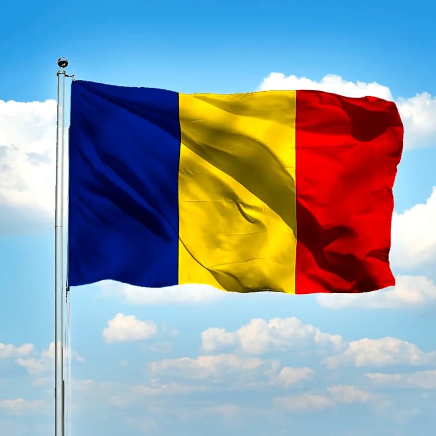 1pc Romania National Flag, Polyester , 90x150cm Wall Hanging, Durable Fabric, Blue Yellow Red, with Universal Holiday