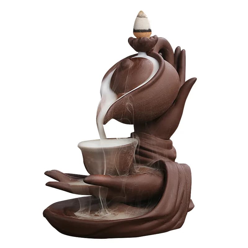 *qa Creative Hanging Kettle Design Backflow Incense Stove Buddha Hand Shape Household Aroma Ornament#