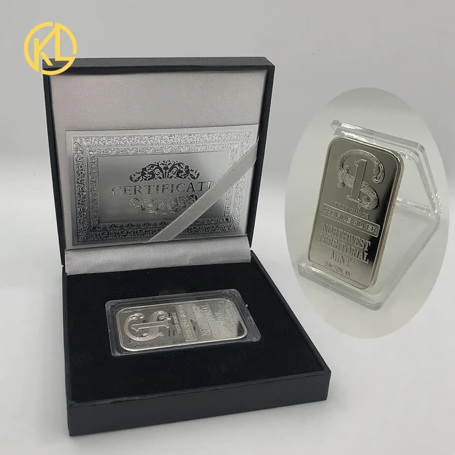 10pcs/lot High Quality Troy Ounce .999 Fine Sliver Plated Northwest Territorial Mint Replica Bar Silver Commemorative Coin