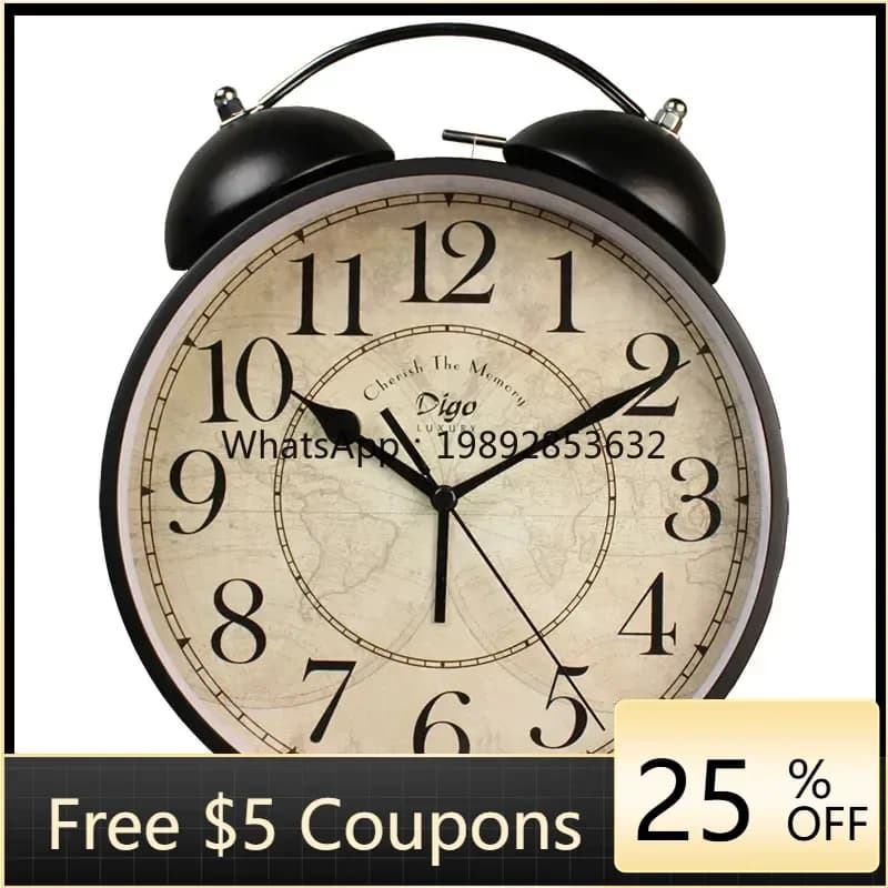 AA  Living Room Clock Decoration Desktop Retro Clock Swing Desktop  Alarm Clock Horseshoe Watch