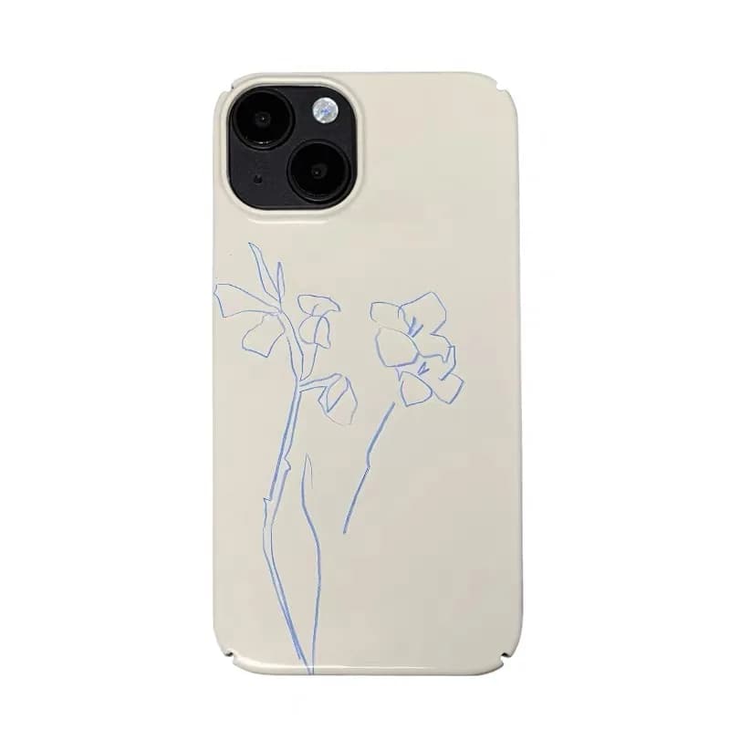 Blue Lines with Small Flowers Phone Case for IPHONE 17 Air 16E 15 PROMAX 14 Plus 13 12 MINI 11 PRO 16Plus XR Acrylic Phone Cover