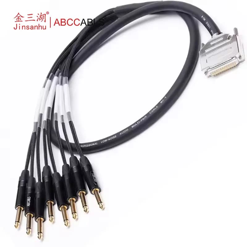 DB25 Male to 8 X 635mm Mono Plug Pro Tools HD Audio/Video Connection Braided Fan-Out Cable