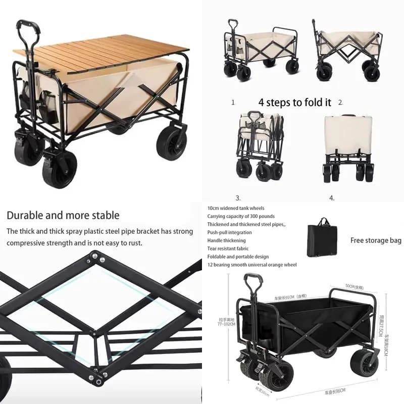 High Quality Folding Stroller Wagon Cart Collapsible Folding Outdoor Picnic Camping Wagon Cart
