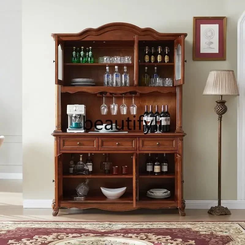 LX retro all-solid wood dining side cabinet, old locker in the living room, European simple, new cupboardSSS