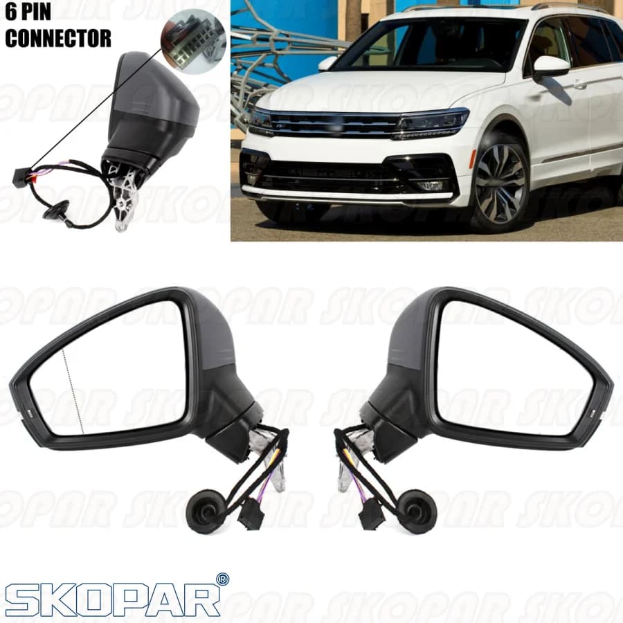 For VW Tiguan LHD 2017 2018 2019 2020 2021 Car accessories Paintable Mirror Assembly With Heating Power Adjust Turn Lamp