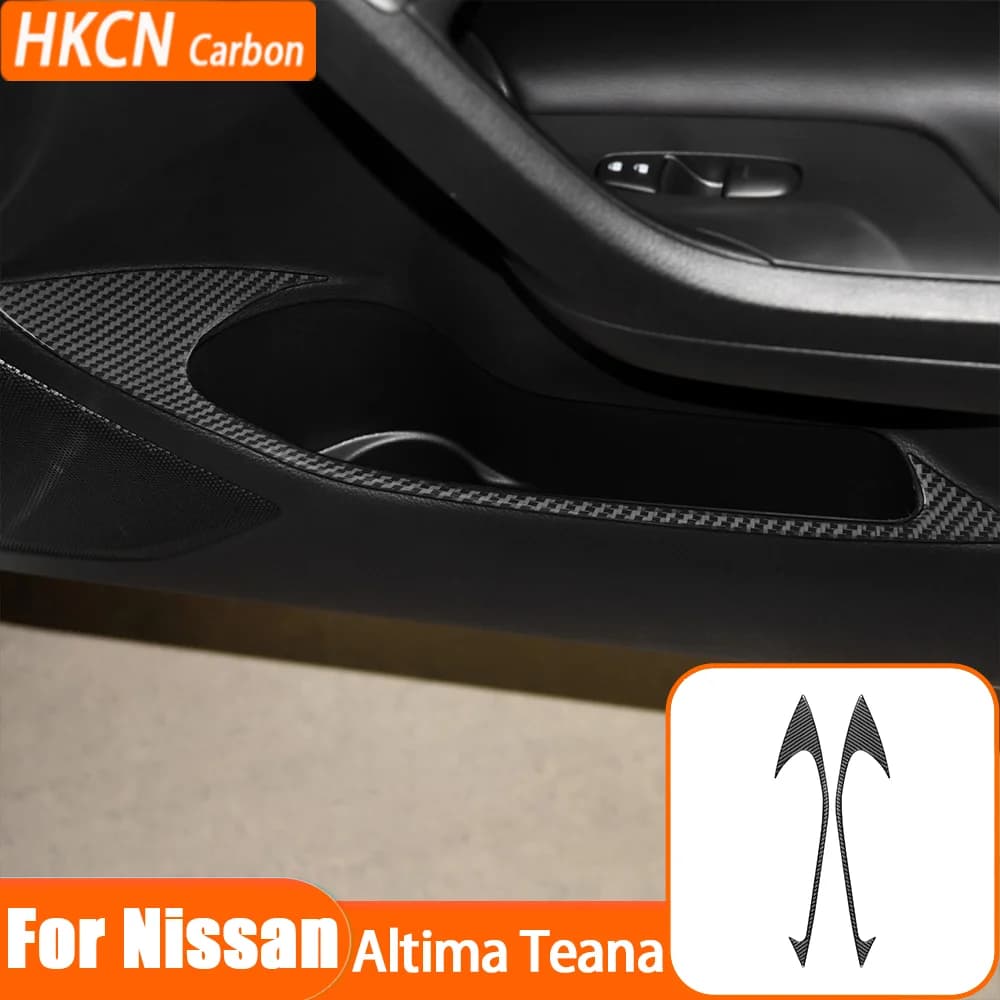 Carbon Fiber Front Door Storage Frame Decoration Car Interior Accessories Trim Sticker Decals For Nissan Altima Teana 2013—2018