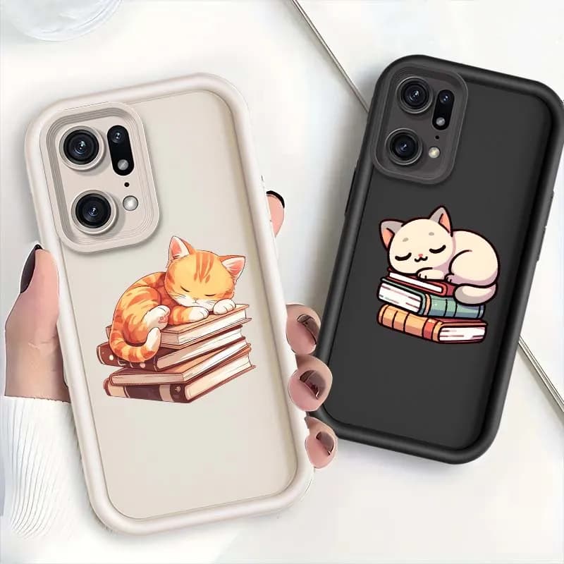 Cute Cartoon Kitten For OPPO A58 A77 A77s A57e A57s A57 A55 A53s A53 Pro 4G Eye Ladder Phone Case Cover