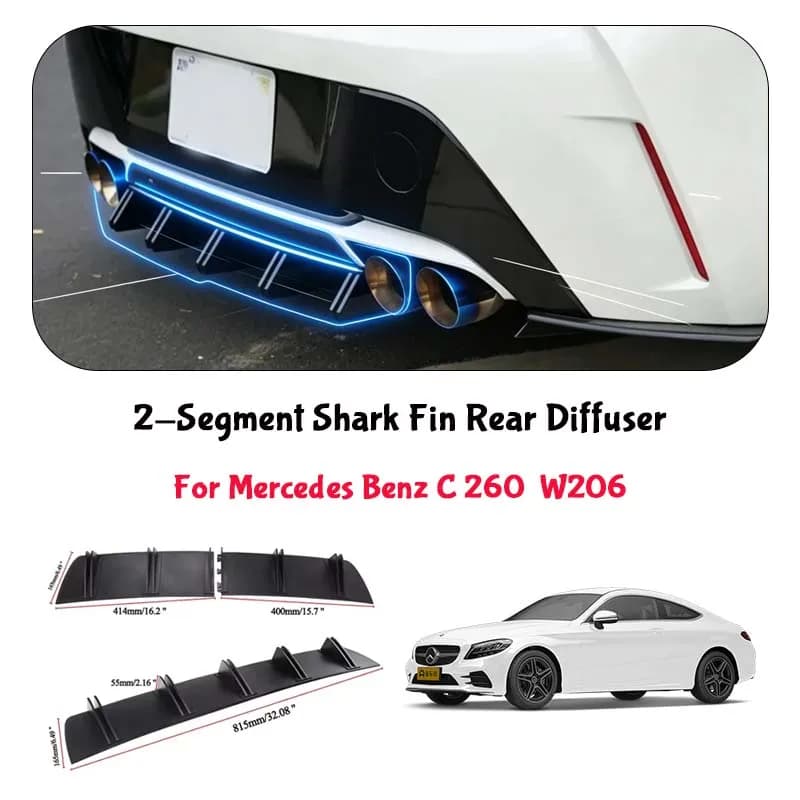 For Mercedes Benz C 260  W206 Shark Fin Rear Diffuser Split Chassis Spoiler Auto Aerodynamic Parts Aerodynamic Modification
