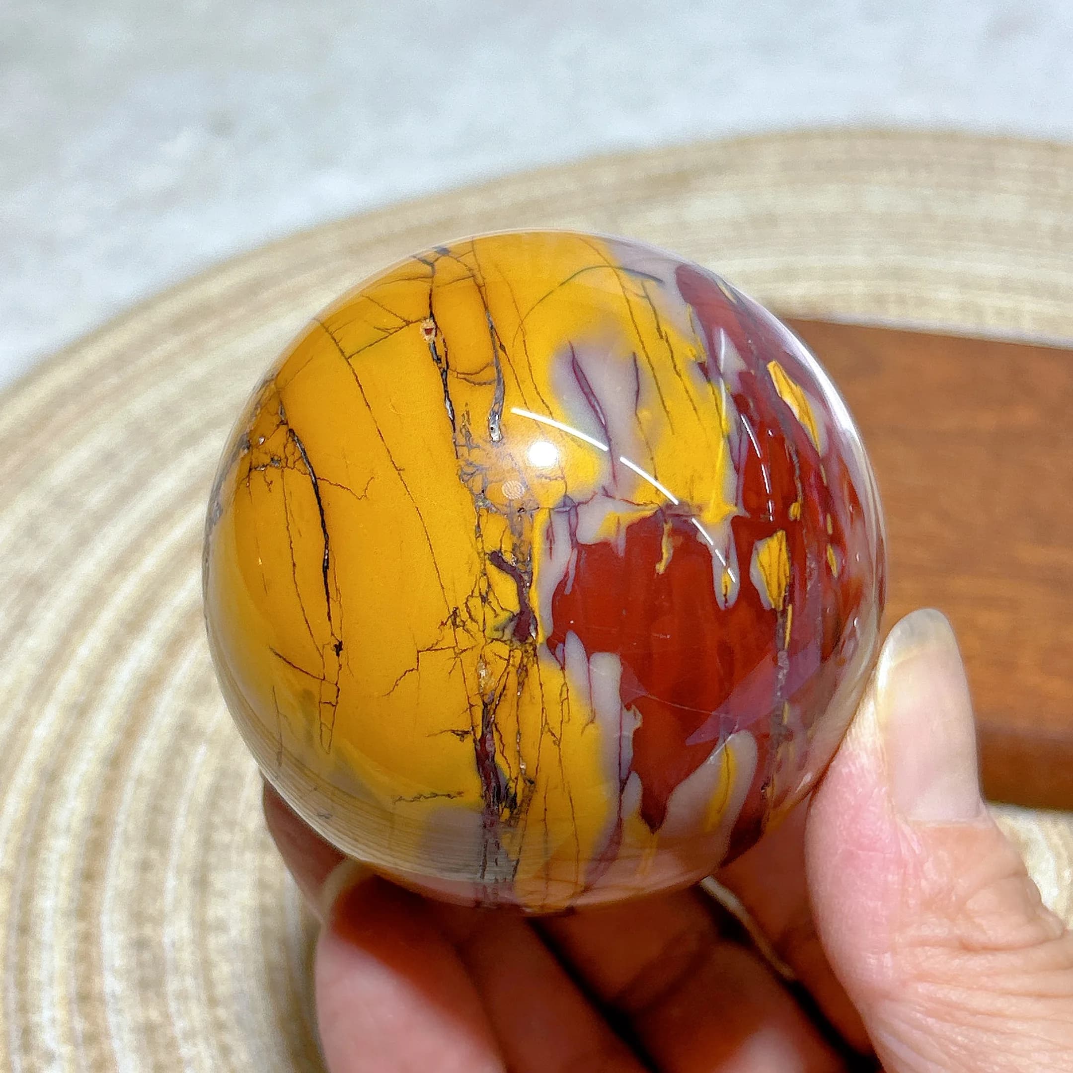 Natural Crystal Mookaite Sphere Polished Ball Painting Healing Gemstones Reiki Mineral Energy Home Decorations Room Decor Gift