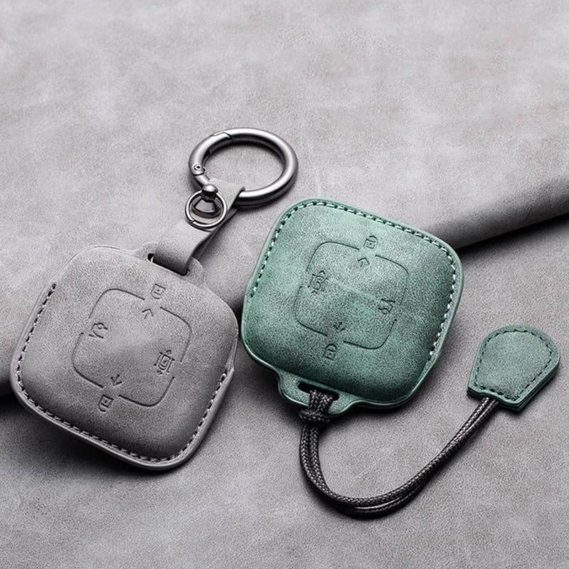 New 4 Buttons Leather Car Remote Key Case Cover For Zeekr 001 X 009 2021-2023 Full Protector Fob Keychain