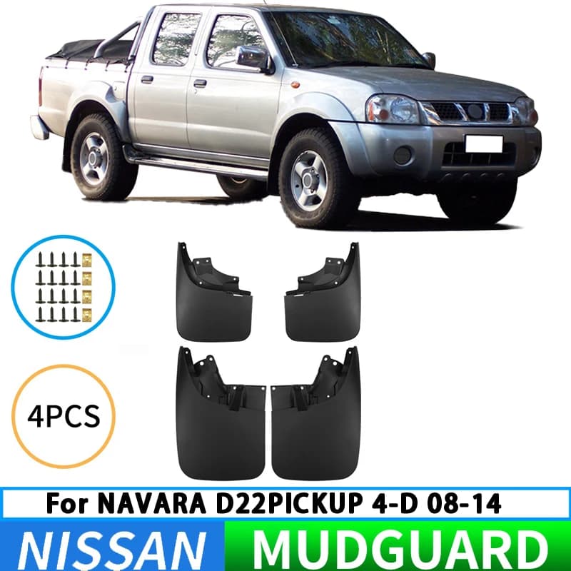 Suitable for Nissan Navara D22 P300 pickup 4-D 2008-2014 car tire mudguards and splash guards for front and rear wheels.