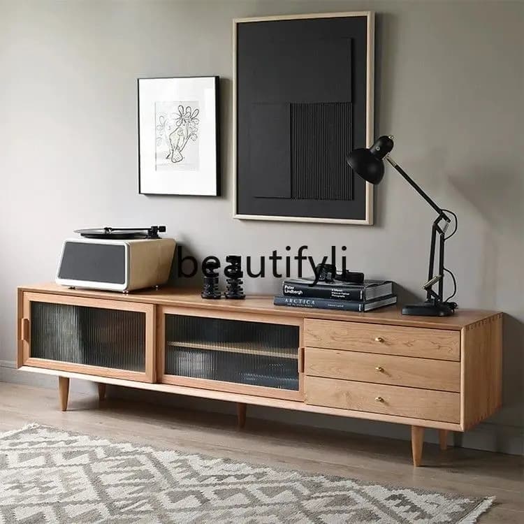 Solid wood TV cabinet B & B modern simple TV cabinet living room Nordic style locker