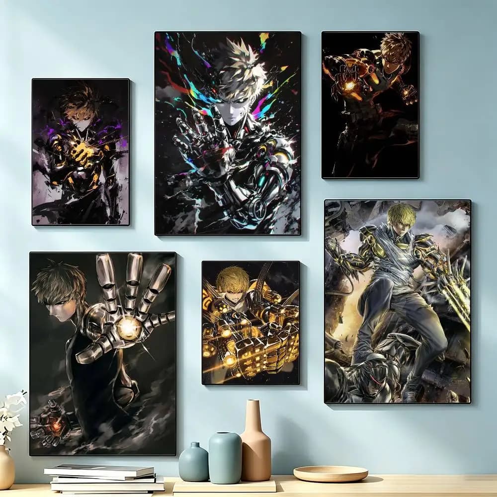 Anime O-One Punch Man Genos  Poster High Quality Dorm Living Room Aesthetic Wall Decoration Painting Stickers Gift
