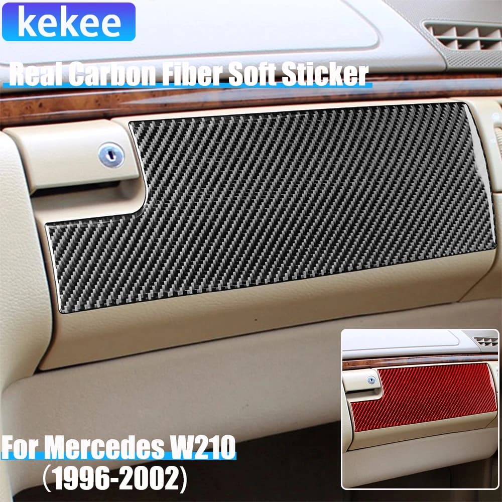 Carbon Fiber Car Accessories Co-pilot Dashboard Cover Soft Sticker For Mercedes W210 E Class 1996 1997 1998 1999 2000 2001 2002
