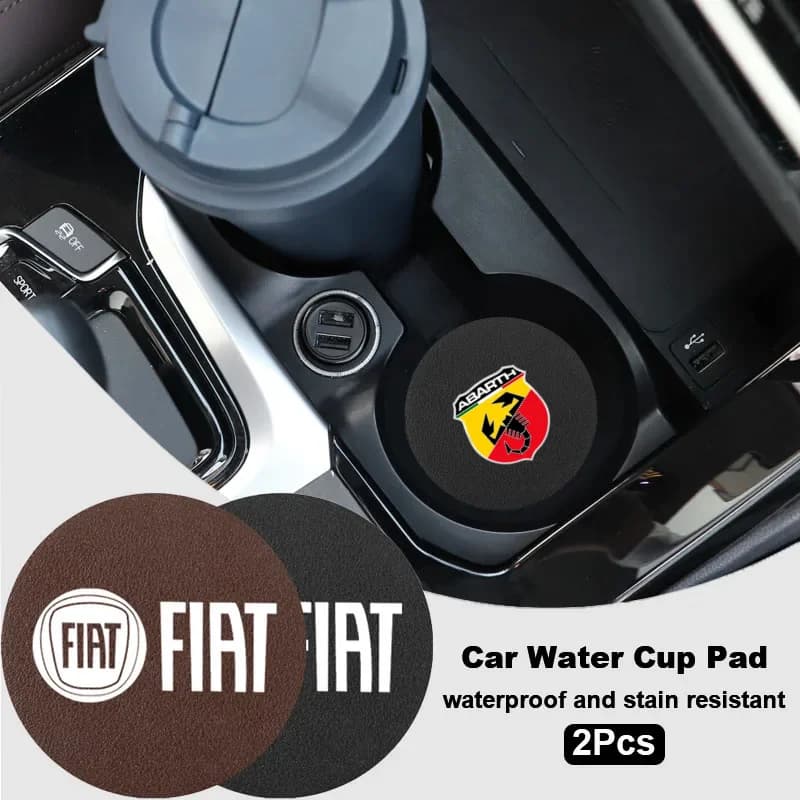 Auto Cup Mat Car Drink Slot Coaster Auto Cup Insert Liner Turned Fur Surface for Fiat 500 500e 500C Abarth Panda Tipo 600 500X