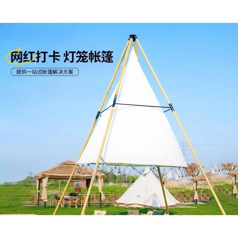 Cage tent Internet celebrity camp Bamboo outdoor scenic spot Tianmu B & B open-air dining bar Pyramid cone tent