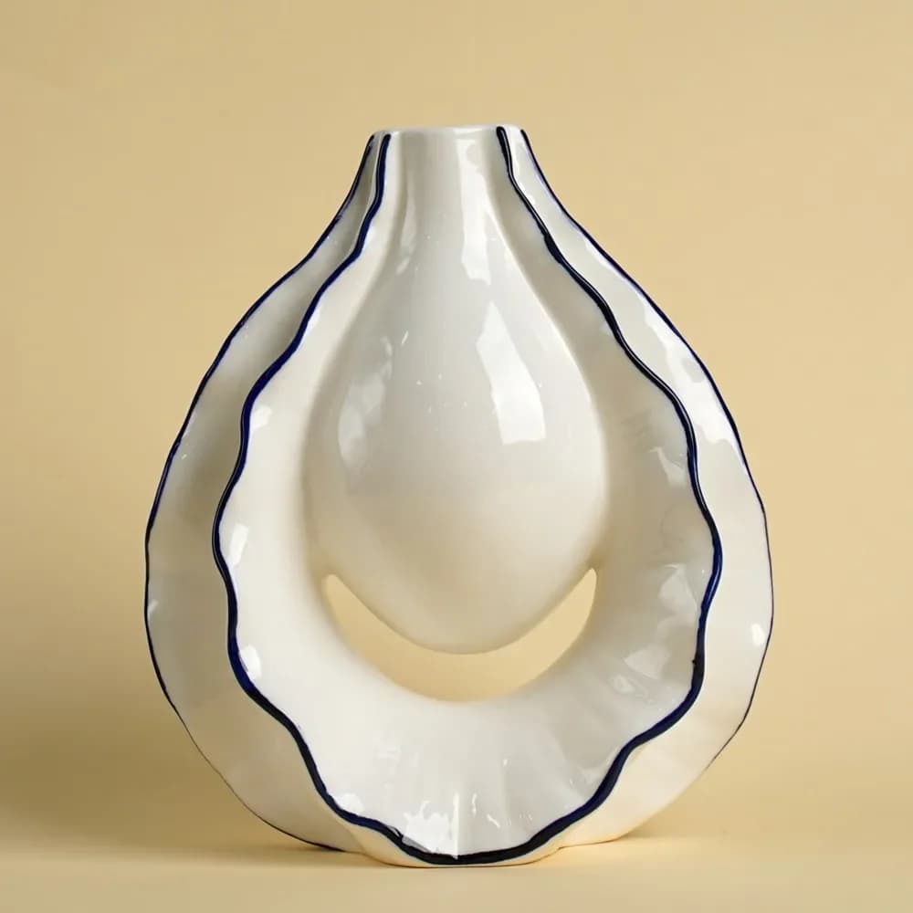 CAPIRON Ceramic Oyster Vase Centerpiece Table Decoration Accessories Fresh Flower Home Living Room Bedroom Decor Jar Pot Vessel