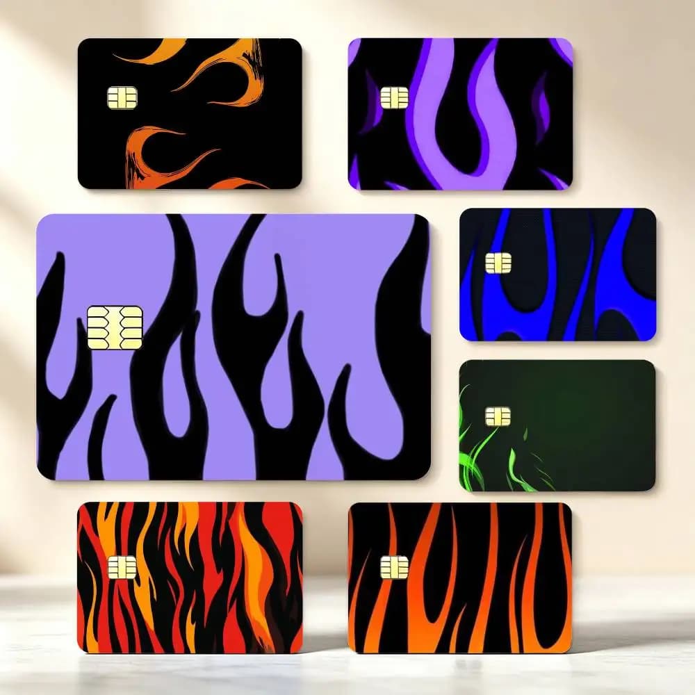 Flame P-Pattern High‑Res Game Chip Decals Credit Card Mini Waterproof Vinyl Ornament Useful Gift