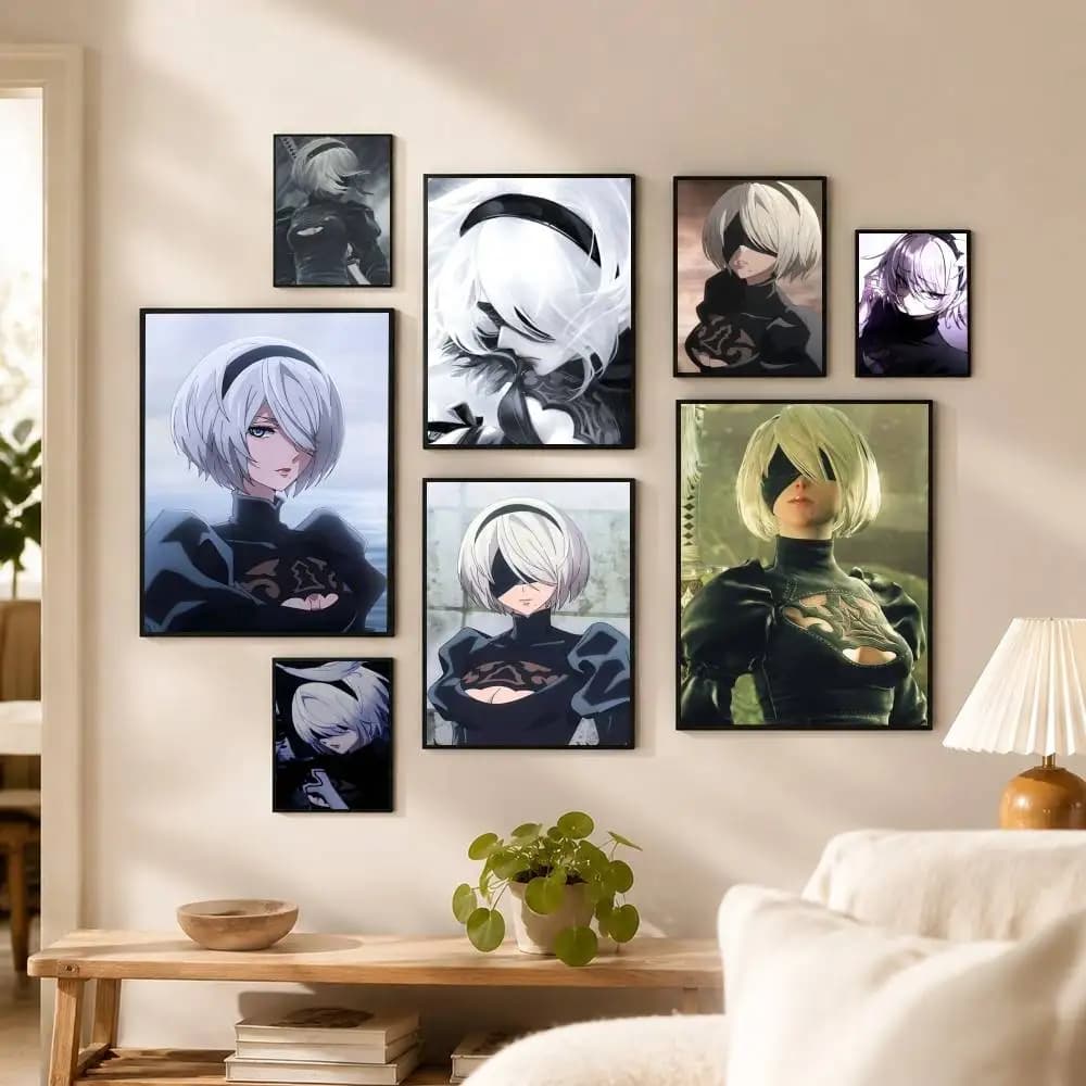 Game NieR A-Automata 2B  Poster High Quality Dorm Living Room Aesthetic Wall Decoration Painting Stickers Gift