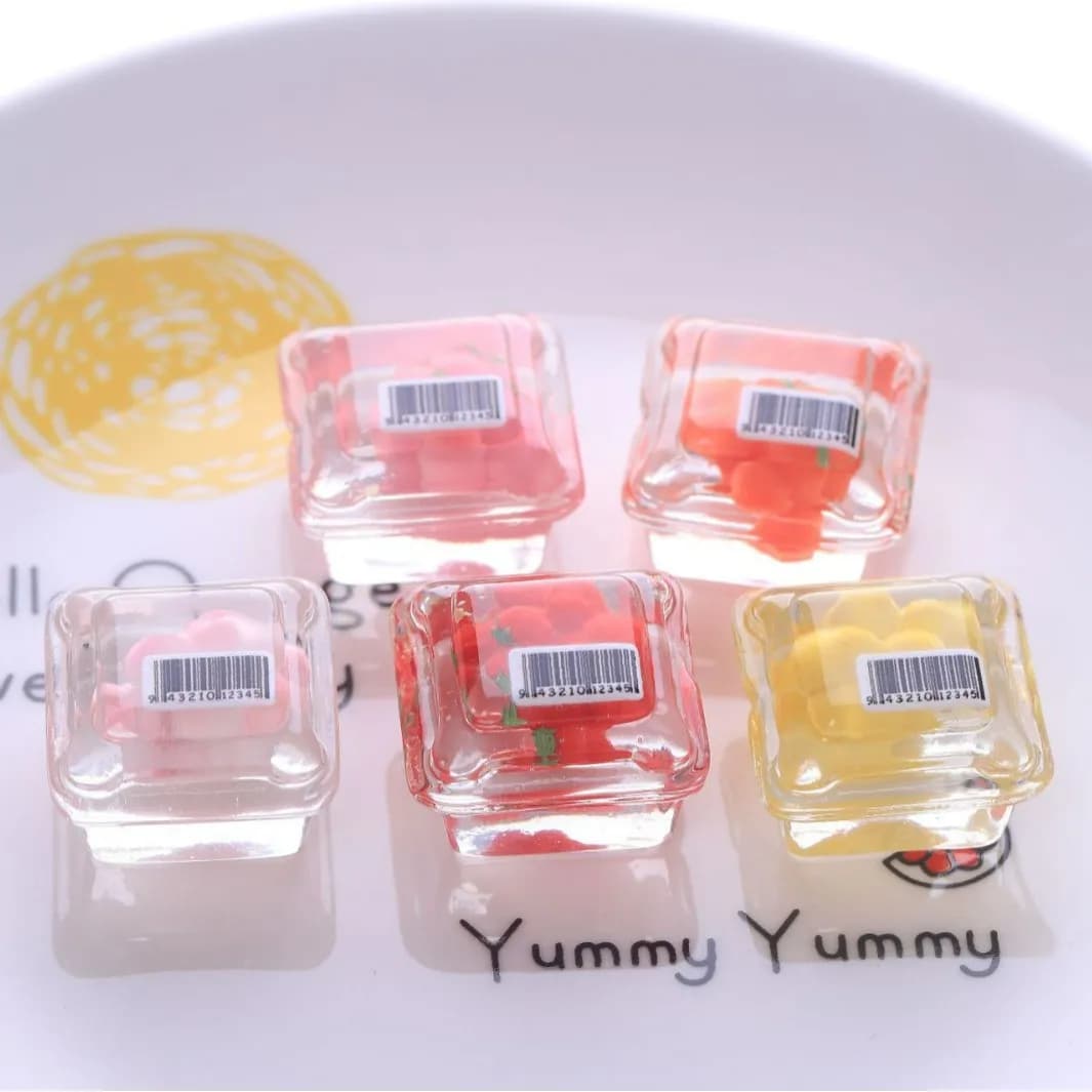 3pcs Mini Tomato Fruit Mango Ice Box Model Realistic Food DIY Handmade Resin Miniature Decoration Desktop Craft Model