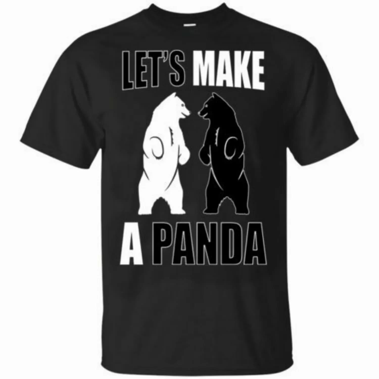 Let's Make A Panda. Funny Black Bear and White Bear T-Shirt 100% Cotton O-Neck Short Sleeve Summer Casual Mens T-shirt