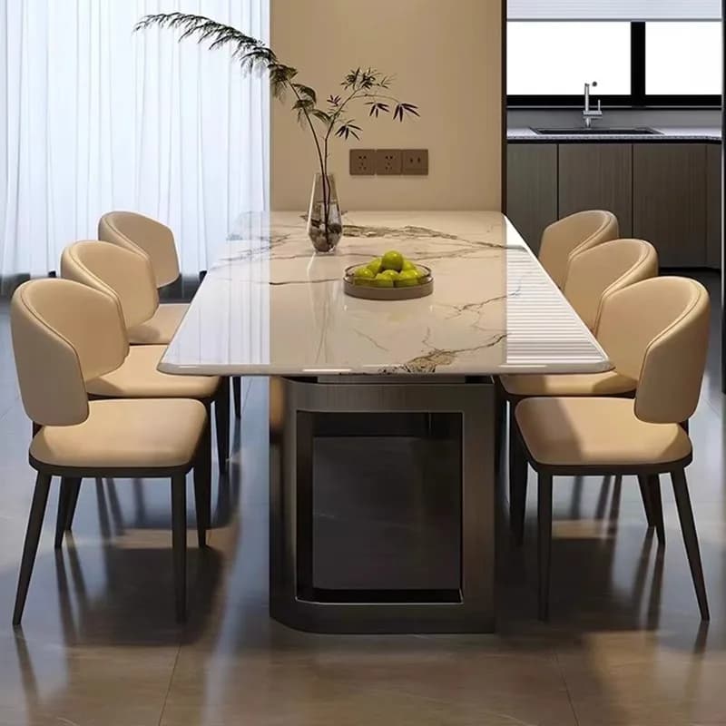 LTT light luxury high-end marble dining table modern simple rectangular family dining table and chair combination