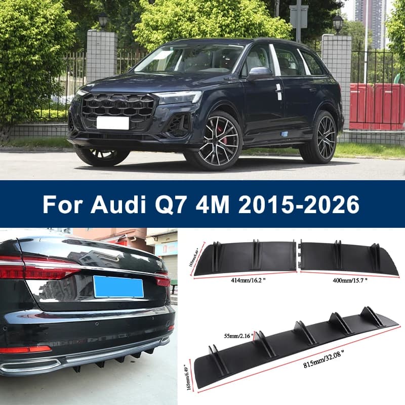 2-Segment Shark Fin Rear Diffuser For Audi Q7 4M 2015-2026 2016 2017 2018 Rear Bumper Lip Splitter Chassis Spoiler Tuning Parts