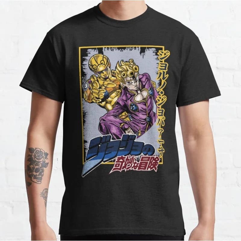 0215 JoJo's Bizarre Adventure Anime Gift t shirt Manga printed Tee 100% cotton Graphic Clothes Y2K clothing All size Tops S-6XL