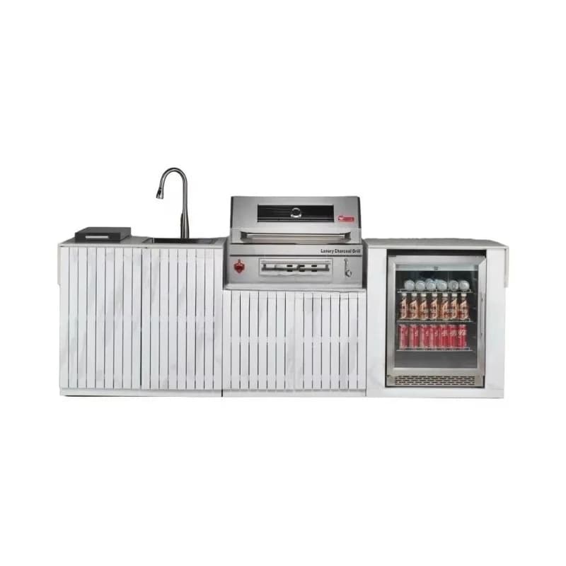 New Arrival  Professional Luxurious Premium Stainless Steel Built-In BBQ Charcoal  Grill  Modern  Outdoor  Party  Model  Sink