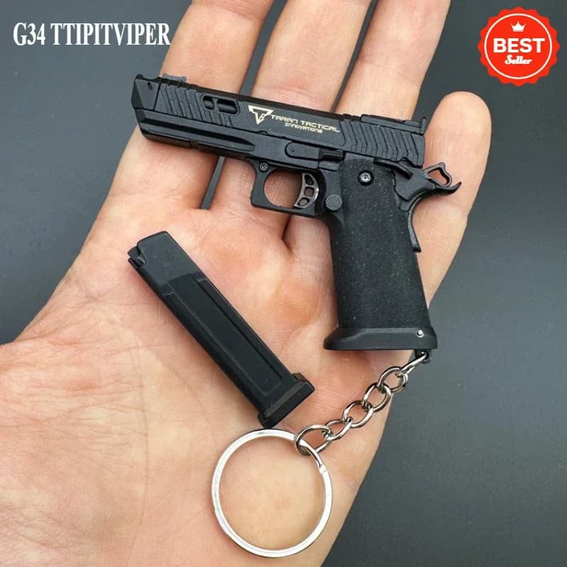 2026 1:3 Alloy Empire G34 TTIPITVIPER Shell Pop-up Keychain Gun Removable Toys Model Men's Gift 6 Bullets Figurines & Miniatures