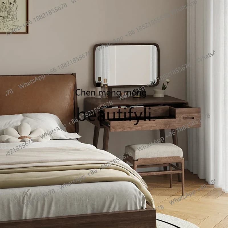 North American black walnut dresser all solid wood modern simple small apartment bedroom, small makeup table2936