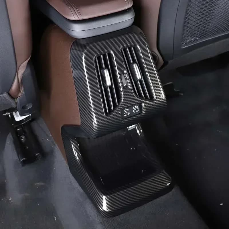 For BMW X1 IX1 U11 2023-2024 ABS Carbon Fiber Car Rear Air Conditioning Outlet Anti-kick Cover Trim Sticker Car Accessories