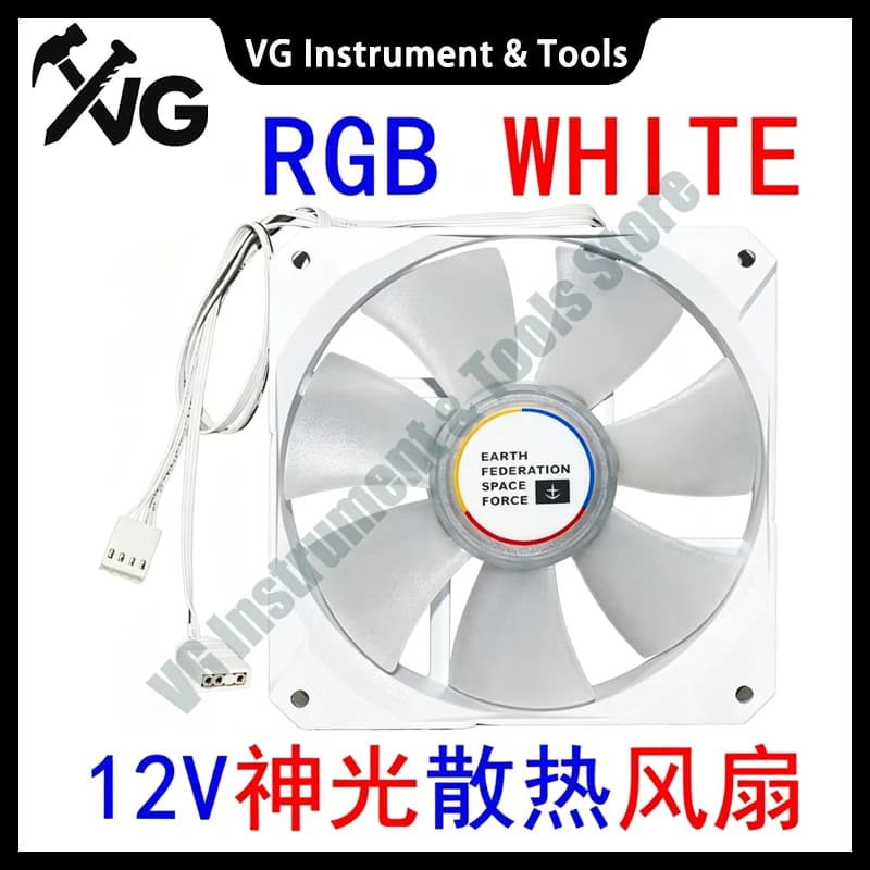 For ASUS ROG RYUQ FAN 12 RGB WHITE Cooling Fan, DC12V 4-Pin PWM with 3-Pin ARGB Aura Sync RGB Lighting