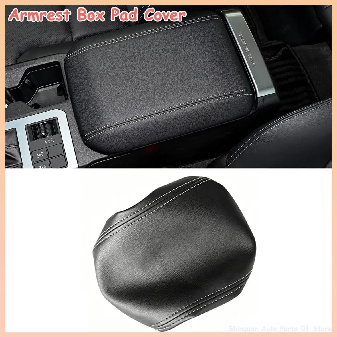 Center Console Armrest Cover for Toyota Prado LC250 2024-2026, Leather Lid Protector, Slip-On Design