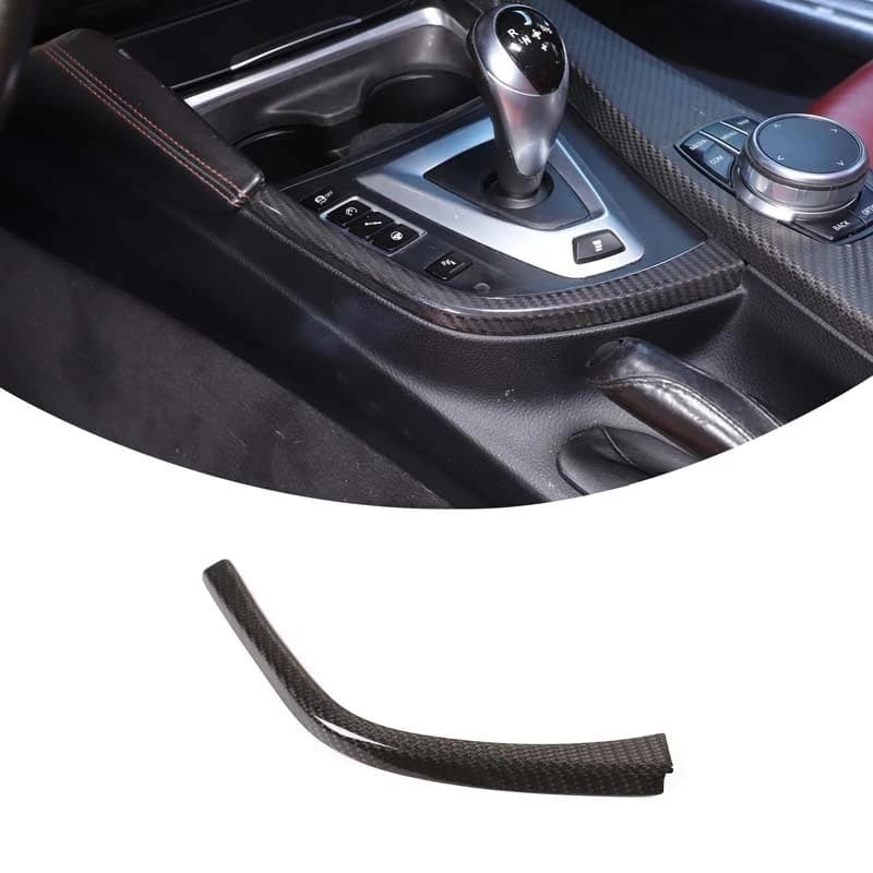 For BMW F80 F82 F83 M3 M4 14-18 Real Carbon Fiber Car Gear Shift Side L Shape Strips Panel Trim Interior Accessories LHD