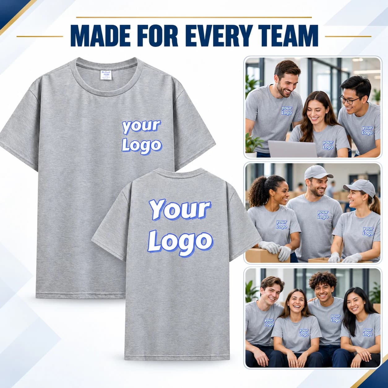 5PCS Personalized Custom T Shirt Photo Logo Text Short Sleeve Crew Neck Unisex Tee Casual Top Family Team Party Holiday Gift