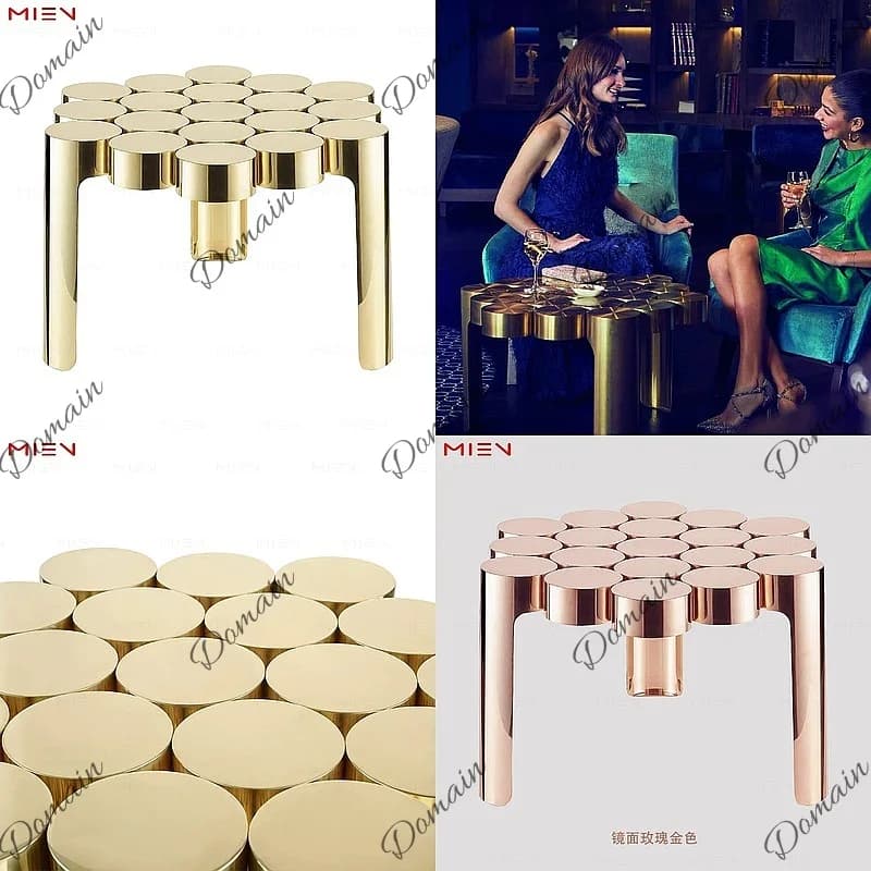 Trendy Round Coffee Table for Living Room, Minimalist Tripod Side Table, Stainless Steel Metal Accent Furniture