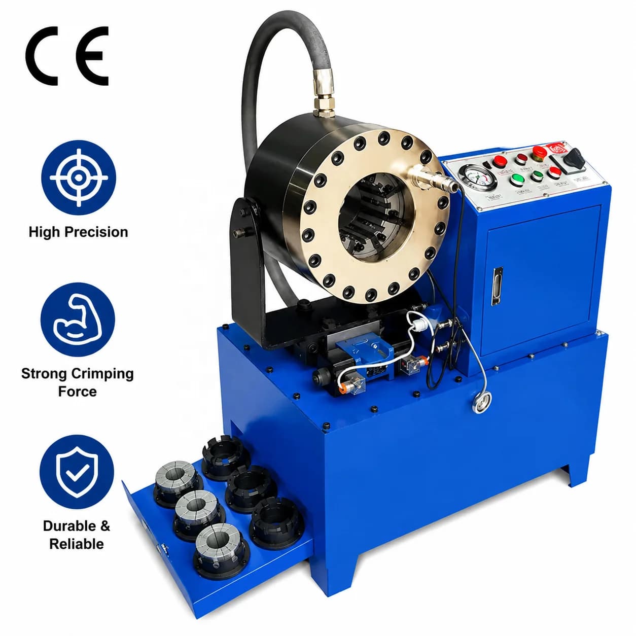 Crimping Machine for Forming Gear Components at the Ends of Round, Square, Elliptical, and Rectangular Tubes.