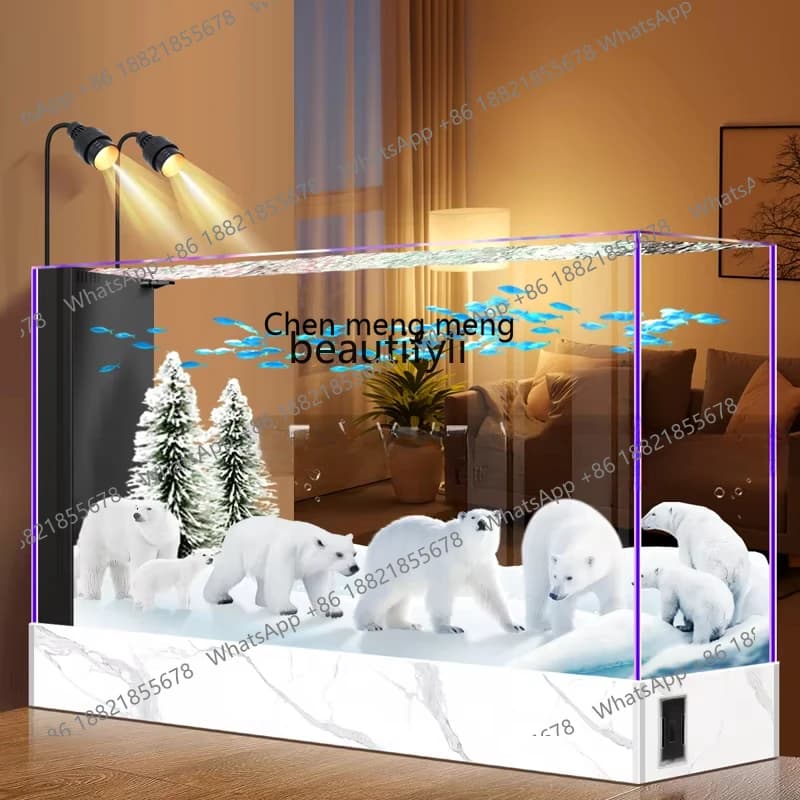 X  Aquarium ultra-white glass  self-circulation lazy water-free floor partition goldfish tank