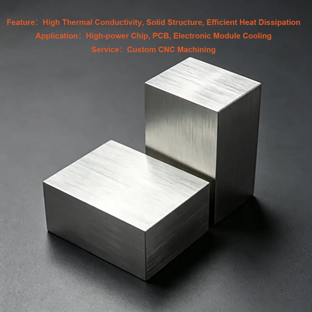 Solid Square Aluminum Heat Sink Block 40×40/50/60mm, High Power Chip Electronic Component Heat Dissipation Aluminum Material, Cu