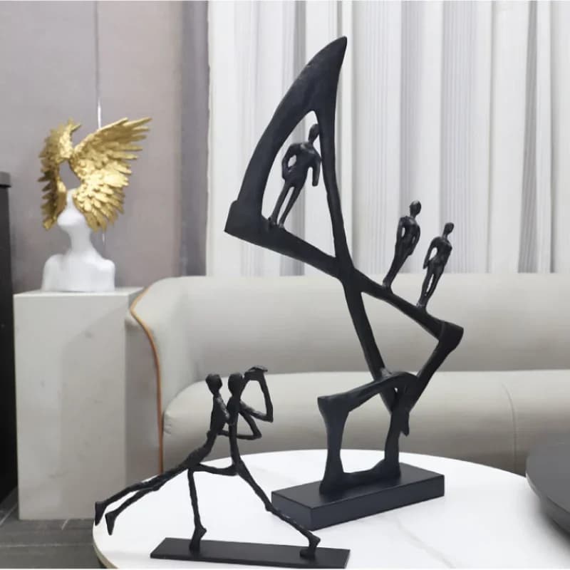 Creative Geometric Figure Sculpture Metal Handicrafts Abstract Couple Statues Metal Figurine Home Decoration Accessories